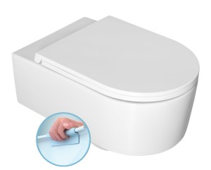 Miska WC wisząca Rimless, 36x53,5cm + deska SLIM, Soft Close, Easy Take , biały SISTEMA A