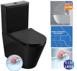 Kompakt WC premium  815x385x630 mm RIMLESS , odpływ pionowy/poziomy +deska SLIM  Soft Close duroplsast , czarny mat Bellamonte 