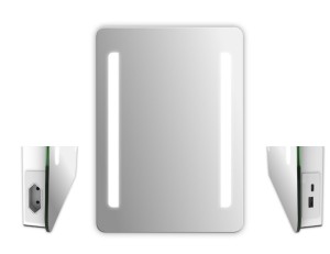 Lustro 50x70x3,5 cm podświetlane LED ze zintegrowanym gniazdem Euro, 1x USB + 1x USB-C, włącznik/wyłącznik, wysokie zawieszenie , pobór mocy: 17 W, jasność: 3086 lumenów, barwa światła: 4000 K
