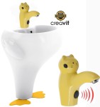 ZESTAW : Bateria Kot + Umywalka 523x633x395 mm CREAVIT dla dzieci do przedszkoli DUCKY, biała  