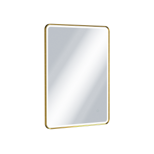 Lustro łazienkowe 80x60 cm /3000 - 6000 K , oświetlenie LED mata grzewcza, złoty szczotkowany Corido  