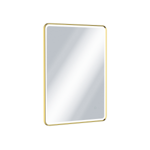 Lustro łazienkowe 80x60 cm /3000 - 6000 K , oświetlenie LED mata grzewcza, złoty połysk Corido   