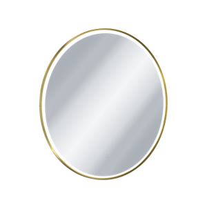 Lustro łazienkowe 80 cm okrągłe /3000 - 6000 K , oświetlenie LED mata grzewcza, złoty  szczotkowany  