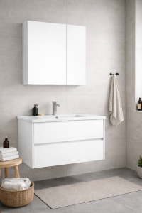 Zestaw łazienkowy szafka85cm z umywalką + lustro SIDE biały ORKA 