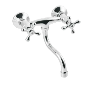 BATERIA ŚCIENNA  UMYWALKOWA/ZLEW WYLEWKA S 200 Z KURKAMI, CHROM ROMA