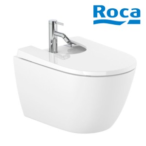 Bidet z powłoką Supraglaze do montaż na stelażu lub do ściany 36x29x53cm ROCA ONA zestaw montażowy w komplecie, biały