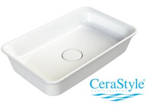 Umywalka nablatowa 60×38 biała ceramiczna, (w zestawie ceramiczna osłona)  CeraStyle One Plus