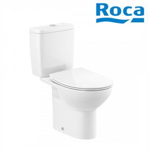 Kompakt WC 36x44x45 cm odpływ pionowy ROCA Victoria Rimless zestaw montażowy w komplecie, Komplet, biały