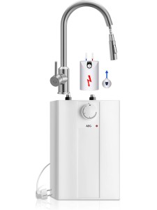 Bojler 5 L / 2kW bezciśnieniowy- podumywalkowy kl. A , AEG 222164 HUZ 5 + Bateria kuchenna z wyciagana wylewką