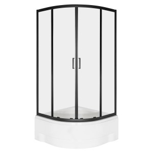 Kabina narożna z siedziskiem 90x90x209,5 cm / 5 mm z wysokim brodzikiem 39,5 cm białym , czarna ARUBA  