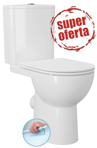 Kompakt WC 36x85x63 cm , wyższe siedzenie 45 cm, Rimless, odpływ poziomy/pionowy + deska duroplast SLIM, Soft Close, Easy Take, biały SANIVEX  / WYSYŁKA 48H