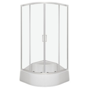 Kabina natryskowa 80x80x209,5 cm / 5 mm z brodzikiem głebokim z siedziskiem , chrom ARUBA