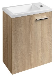 Szafka umywalkowa wisząca 37x50x18cm + umywalka montaż prawa/lewa, dąb platin ZOJA