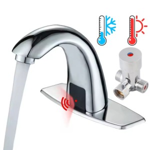 Bateria bezdotykowa sensor 16 x 13 cm chrom + mieszacz ciepła/zimna , Arina