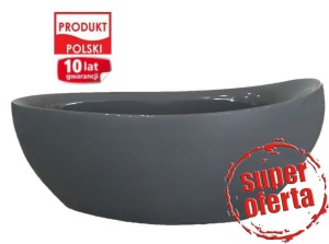 Wanna wolnostojąca kompozytowa 170 cm Klik-Klak + syfon, GIANNA grafit / WYSYŁKA 48H