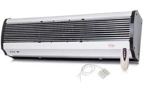 Kurtyna powietrza 90x26x19 cm / 2-6kW / 230 V 400 V sufitowa z nagrzewnicą elektryczną, do domu, z czujnikiem drzwiowym, nad drzwi, do garażu, tryb zimny