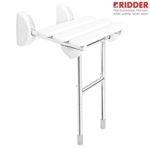 Siedzisko prysznicowe składane z podporą 38x36cm /175 kg  , biały