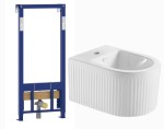 Bidet wiszący 49x36x31 cm ryflowany Glamour Podtynkowy stelaż bidetowy 114/116/118x50 cm, DUPLP BD SCHWAB 