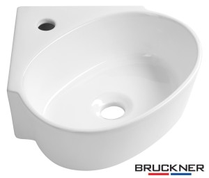  Umywalka narożna 36x36x13cm mała ceramiczna , biały ECKERT