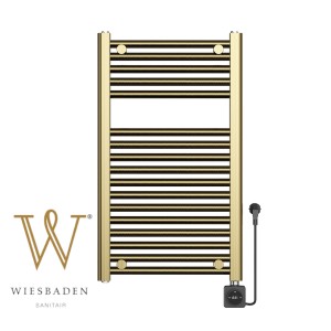 Grzejnik elektryczny 76,6x45 cm kabel  z wtyczką 400W, szczotkowany mosiądz PVD Elara Smart WiFi  