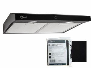 Okap/Pochłaniacz  60cm CZARNY kuchenny   Modo  Slim- Panel dotykowy  podszafkowy +filtr węglowy 50x60cm