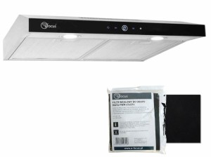 Okap/pochłaniacz 60cm Modo Slim Panel dotykowy,  srebrny/ czarny  podszafkowy wydajność 174 m3/h+filtr węglowy 