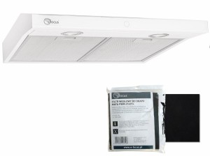 Okap/Pochłaniacz kuchenny BIAŁY  60cm Modo Slim PANEL DOTYKOWY Podszafkowy +filtr węglowy 50x60cm