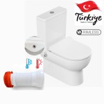 Kompakt wc RIMLESS 80x37x62 cm z bidetem i z baterią ciepła /zimna+ deska soft close, biały  MILA 