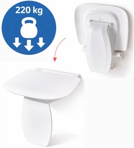 Siedzisko prysznicowe składane 42x39,7 cm / o dużej nośności do 220 kg , białe ALPINA