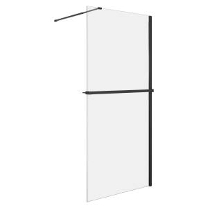 Kabina natryskowa z półką   WALK IN 80×63-110 ×200 cm / 8 mm czarna Grace