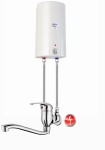   Elektryczny podgrzewacz wody 5L Beta mini ciśnieniowy nadumywalkowy  ELEKTROMET + Bateria bezciśnieniowa górna do bojlera z mieszaczem , wylewka +perlator+ wężyki, KFA , HST