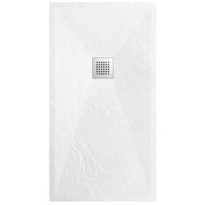 Brodzik  120x90x2,5 cm z konglomeratu mineralnego  biały niski prostokątny + syfon i maskownica biała, biały