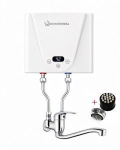 MINI elektryczny podgrzewacz wody 3,5 kW / 220V 21x15x5 cm  + perlatoe , AMOR +Bateria bezciśnieniowa górna z rurkami do bojlera z mieszaczem,wylewka długość 20cm i 30cm ,KFA , HST   