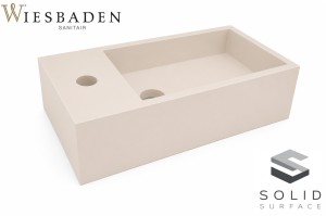 Umywalka lewa 40x22x10cm powierzchnia Solid Surface beżowa  mat, Fontanna Lotte