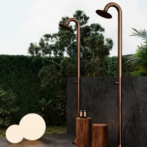 Prysznic zewnętrzny ogrodowy basenowy czasowy 229,5 cm zimna woda, różowe złoto DOCCIA-INOX-LUNA-TMP-ORO-ROSA