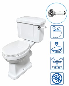 Kompakt RETRO 78x48x86,5 cm + deska wc soft-close duroplast łatwo wypinana, biały Windsor
