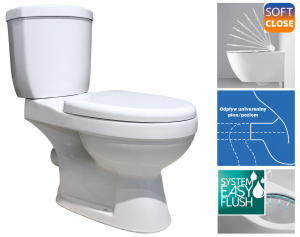 Kompakt WC premium 76,5x39x72 cm odpływ pion/ poziom +deska Soft Close duroplsast, biały Primero 