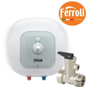 Elektryczny  pojemnościowy 15 L/ 1500W podgrzewacz C.W.U. nadumywalkowy 375x388x345 mm CUBO 15  FERROLI  GRL4R40A 