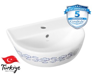 Umywalka dla dzieci 35x45x18  cm podwieszana ceramiczna we wzorki chmurki , Yumurcak CeraStyle