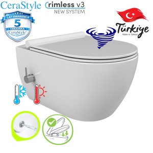 Miska WC  tornado z bidetem i baterią ciepła /zimna woda 52,4x36x34 cm + deska duroplastslim soft close , BELLA biała / GWARANCJA 5 LAT 