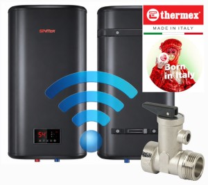 Pionowy bojler slim ,,uczący się" 41L/ 453x263x880mm  sterowany aplikacją Wi-Fi  Thermex ID 50 V Shadow / grafit