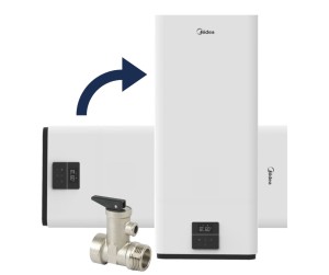 Akumulacyjny podgrzewacz wody 100L elektryczny 2000W montaż pion/poziom 56,9 x 108,7 x 29,5 cm Midea