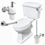 Kompakt RETRO 78x48x86,5 cm + deska wc soft-close duroplast łatwo wypinana, biały Windsor + dozownik+ szczotka WC + Uchwyt na papier