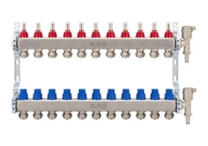 Rozdzielacz do podłogówki 585mm 11 sekcji 1" stal nierdzewna KAS Therma 