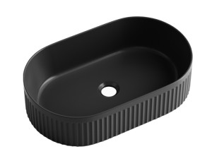 UMYWALKA NABLATOWA  50x32x12,2 CM OWALNA RYFLOWANA, GLAMOUR CZARNY MAT