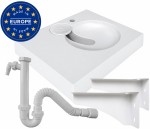 Umywalka do zamontowania na pralkę  60x50x12 cm  COMPACTINO, biała + syfon i wsporniki