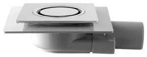 TIRANA Kratka odpływowa 150x150 mm, boczna, odpływ 50mm, chrom