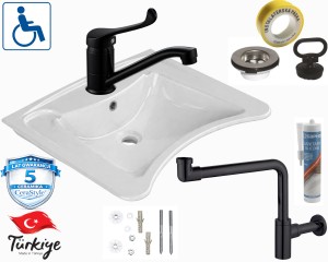 Umywalka dla niepełnosprawnych 60x50cm , biała CeraStyle + BATERIA+ SYFON+ KOREK+ŚRUBY+SYLIKON + TAŚMA 