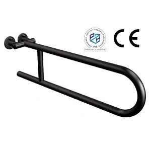 Uchwyt półokrągły stały 60 cm / Ø25 / 120 kg  stal nierdzewna czarny mat