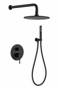Deszczownica 20 cm / Zestaw prysznicowy z baterią podtynkową ,czarny mat  Donna